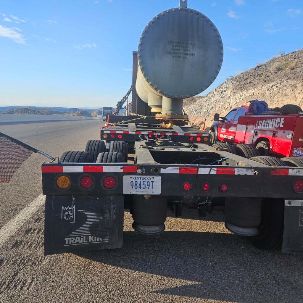 Flat tire change on a commercial trailer