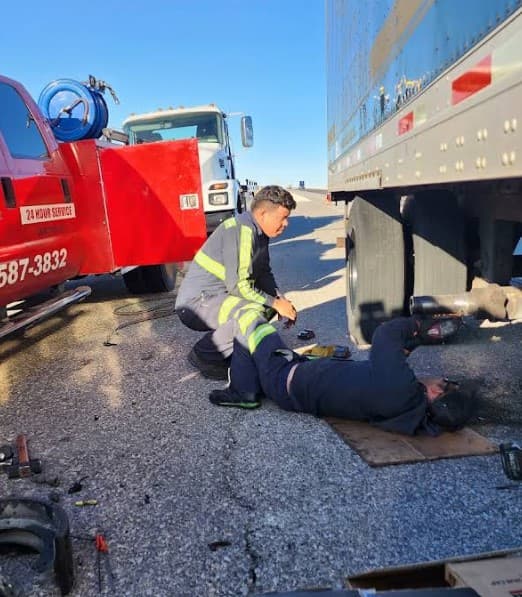 Emergency service call for a stranded truck